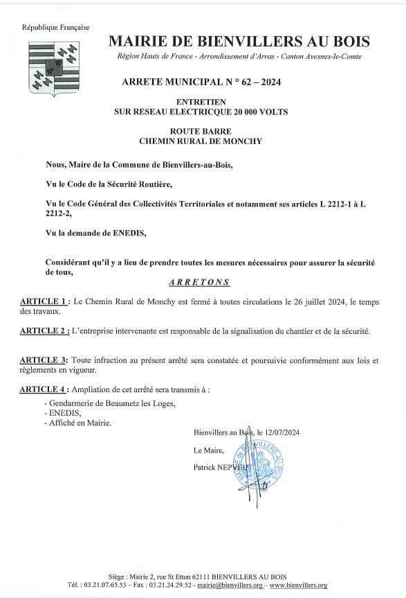 ARRETE 62-2024 RESTRICTION CIRCULATION CHEMIN RURAL DE MONCHY - 120724 (2)