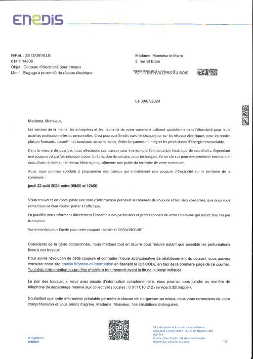 COUPURE ENEDIS MAISON MEDICALE JEUDI 22 AOUT 2024